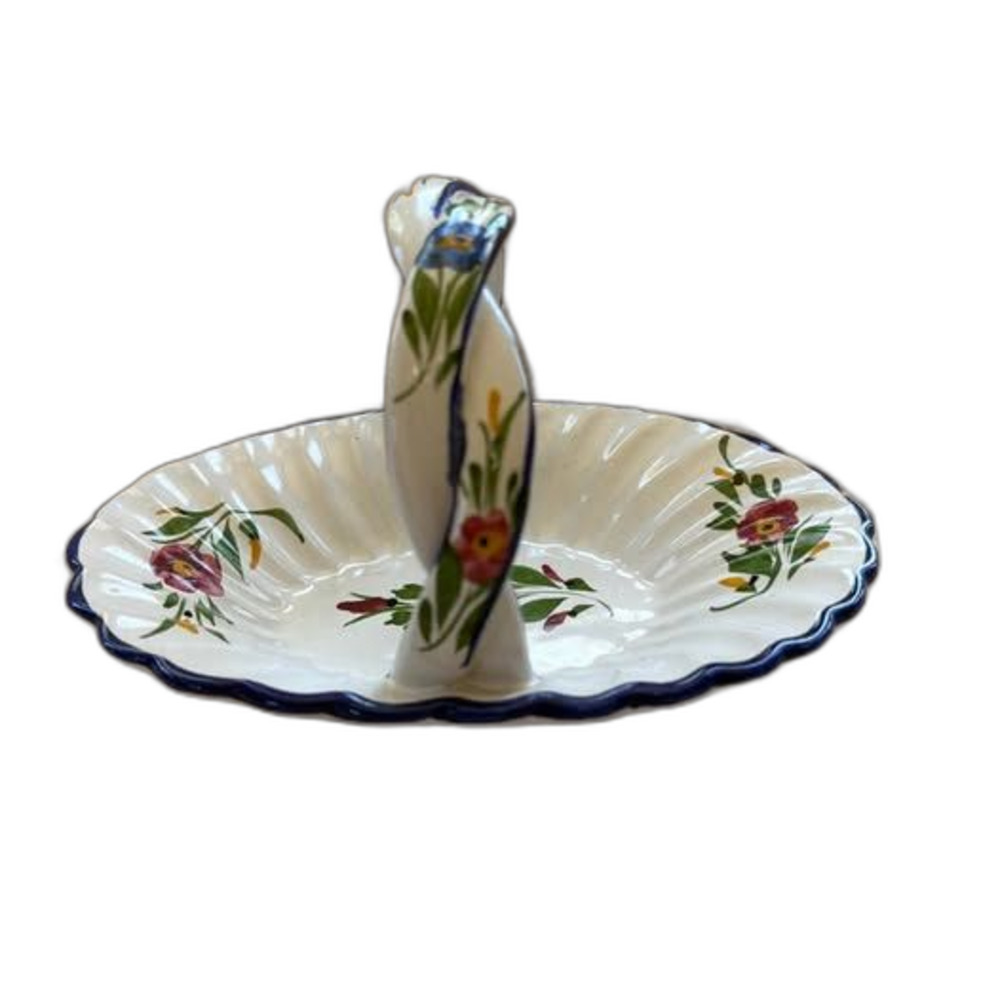 RCCL Portugal Hand Painted Ceramic Floral Handled Dish